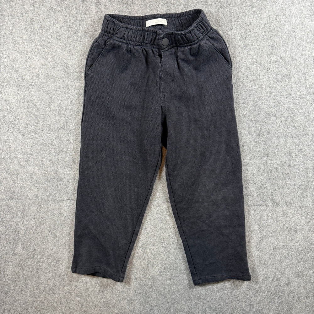 Zara Boys Knit Pants Size 6 Gray Elastic Waist Textured Trousers